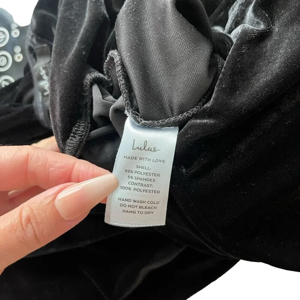 Lulus XL My Dream Come True Velvet Strapless Maxi Dress Black Slit Long - Picture 3 of 13